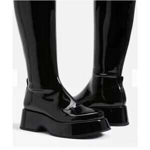 Sam Elderman Circus NY Black Patent Kimberly Boots Size 9 EUC